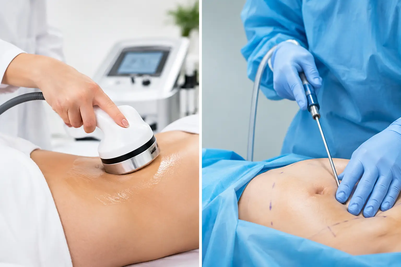 Ultrasound Cavitation Versus Liposuction Compared